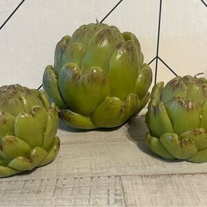 Decorative Green Artichoke Candle Set